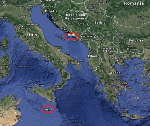 Two islands named Melita: Mljet and Malta